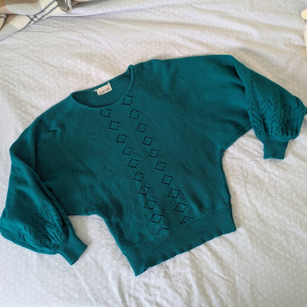 Teal Diamond Pattern Sweater - Picture 3 of 5